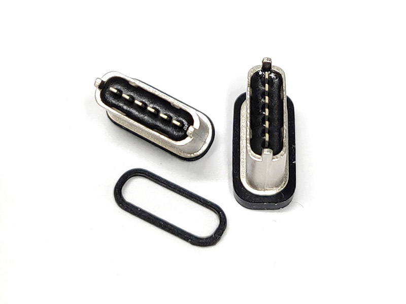 TYPE-C 6P Vertical DIP Waterproof Mother Seat Powder Metallurgy Shell